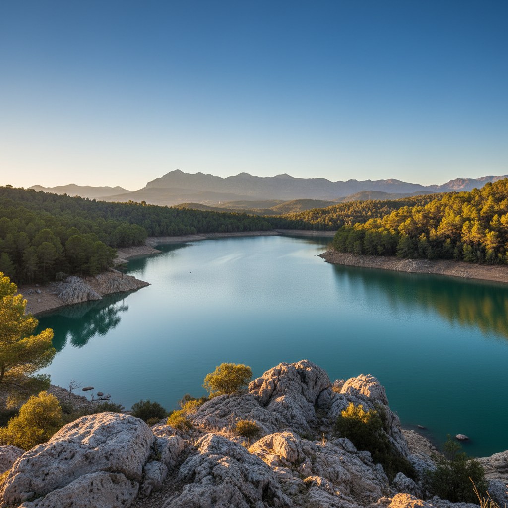 the reservoir and its mountain setting
