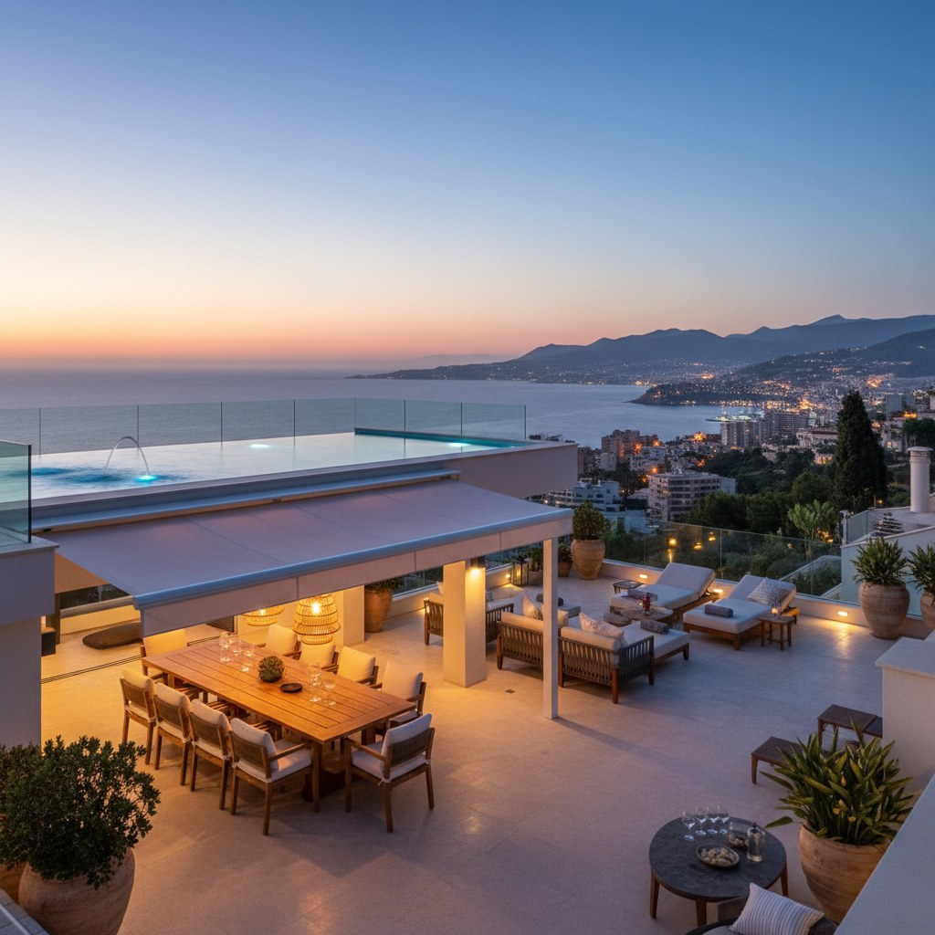 outdoor terraces and private pool